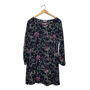 Masai Lightweight Floral Print Long Sleeve Cinched‎ Waist Mini Dress Small S